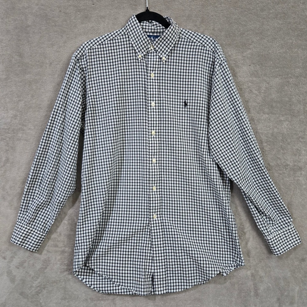 Polo Ralph Lauren Button Down Shirt Mens Medium Gingham Plaid Preppy Classic